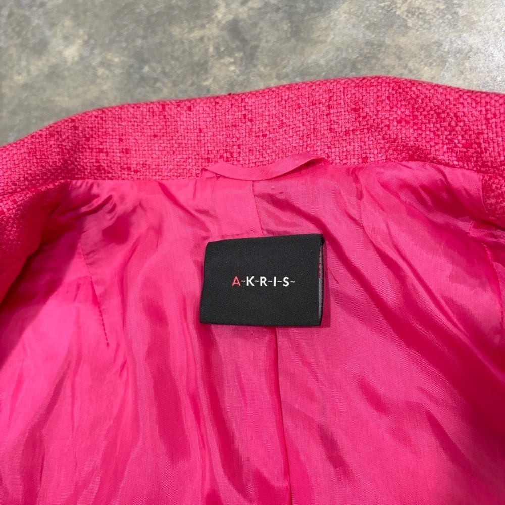 Akris Womens Silk Cashmere Hot Pink Blazer Sz 8 Retro Funky BossWives Event EUC - Picture 8 of 15